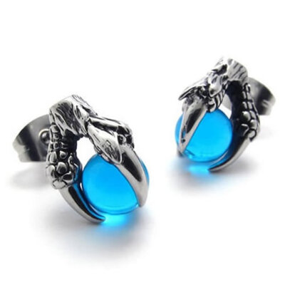 

Hpolw Vintage Stainless Steel Dragon Claw Mens Stud Earrings