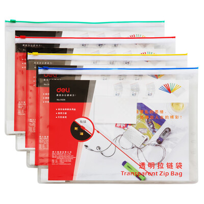 

Deli) 5526 A4 transparent zipper bag / file bag / information bag 12 loaded