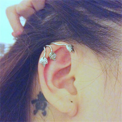 

MyMei NEW SILVER TRIPLE LEAF HELIX EAR CUFF CLIP ON PUNK GOTHIC EMO EARRING GIFT