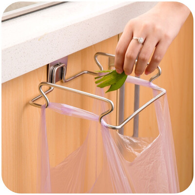 

New Stainless steel kitchen trash bag holder door hook garbage bags hanger Cupboard Stand Support kitchen Accessories
