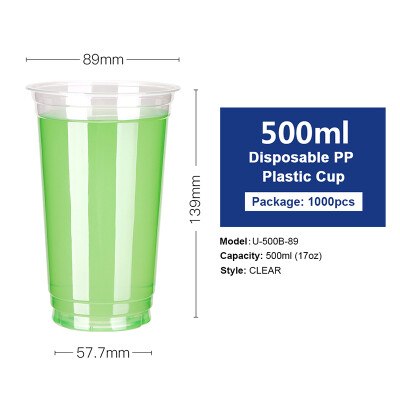 

OTOR 17oz22oz Disposable Plastic Cups with Lids PP Clear Cup for Hot & Cold Drinks Iced Coffee Bubble Boba Smoothie 1000pcs