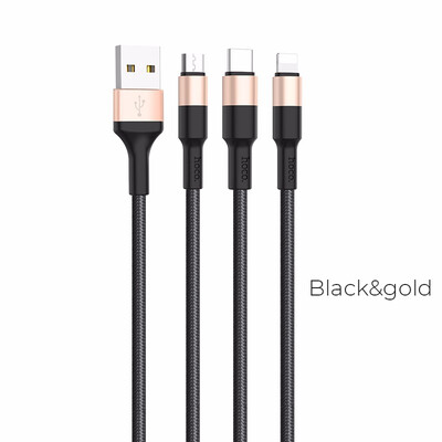 

HOCO 3in1 USB Charger Cable For iPhone X 6 7 8 Android Micro USB Cable Type C For Samsung S9 Xiaomi 8 Phone Fast Charging Cable