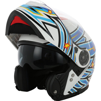 

YOHE 950 eternal double lens electric motorcycle helmet full face helmet men&women summer sunscreen half-covered face helmet white yellow blue flying XL code