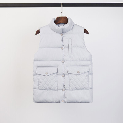 

2018 Womens Autumn&Winter Down Cotton Vest Womens Short Cotton Vest Jacket Solid Color