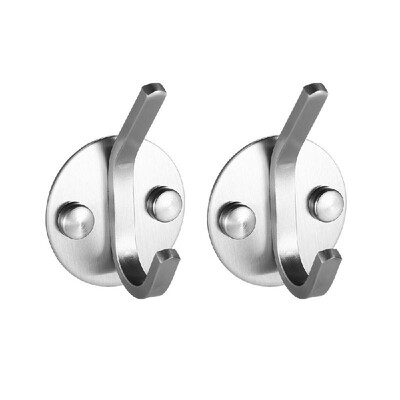 

2pcs set SS Wallmounted Hooks High Quality Stainless Steel Hooks Multifunctional Spacesaving Clothes Hook Single Hook Set