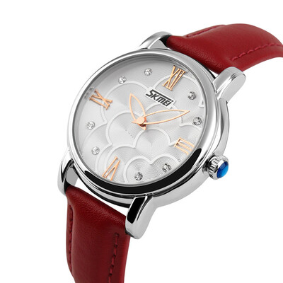 

SKMEI 9095 Women Fashion Casual Waterproof Leather Strap Roses Camellia Watches