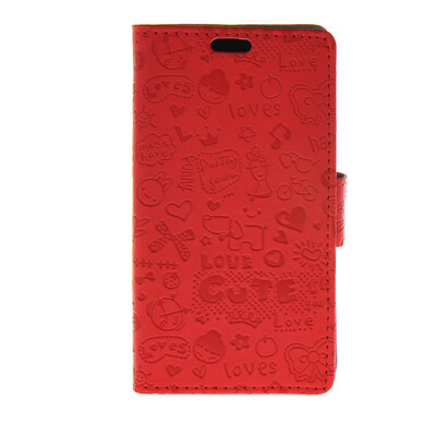 

MOONCASE Cute Little Witch Leather Side Flip Wallet Card Holder Stand Pouch Case Cover for LG C50 H340n Leon Red