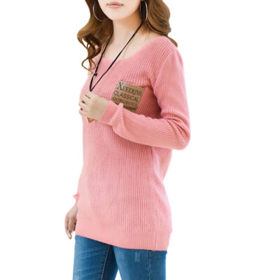 

CT&HF Women Casual Knitting Pocket Loose Pullover Sweater