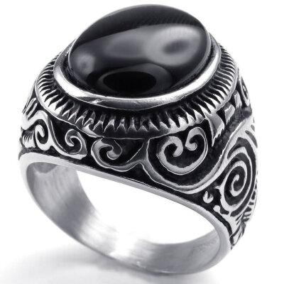 

Hpolw beautiful design shinning black diamonds Mens Stainless Steel popular Ring, Vintage Engraved Fleur De Lis Dragon Claw