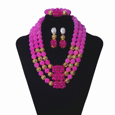 

Delicate Peach Red Nigerian Jewelry Sets Christmas Party Accessories African Jewelry Set Crystal Bridal Wedding Beads Necklace