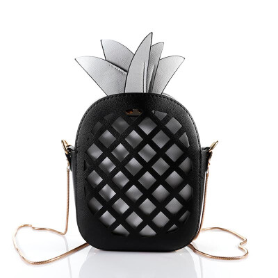 

SMOOZA 2018 Leather Cute Handbag For Women Lovely Pineapple Girl Messenger Bag With Chain Hollow Out PU Women Bag Mini Purse