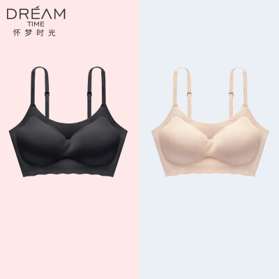 

Dream time 2 pieces gathered bra without rims running shockproof seamless comfort girl sports seamless bra 812 black skin color