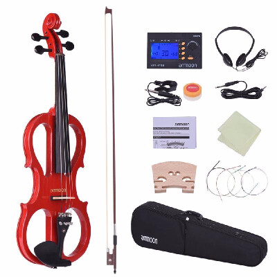 

Romacci Ammoon Full Size 44 Solid Wood Electric Silent Violin Fiddle Style-1 Ebony Fingerboard Pegs Chin Rest Tailpiece with Bow