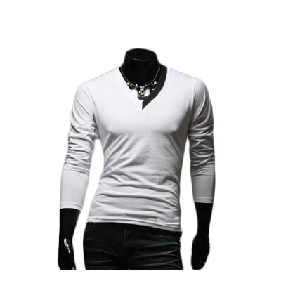 

Zogaa Spring New Men's T-shirt V Collar Slim Long Sleeve