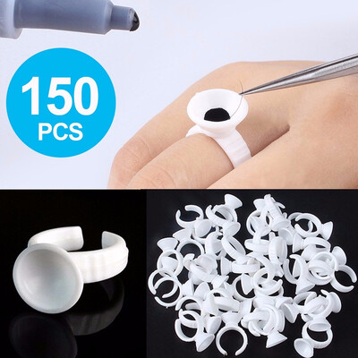 

Disposable Plastic Nail Art Tattoo Glue Rings Holder Eyelash Extension Rings Adhesive Pigment Holders Finger Hand Beauty Tools