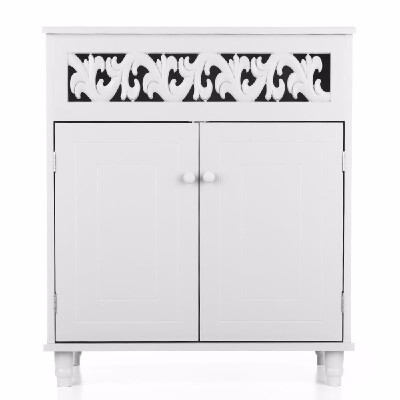 

iKayaa Modern Double-Door Floor Cabinet Shelved Storage Cabinet Bedroom Bathroom Furniture WhiteBlue