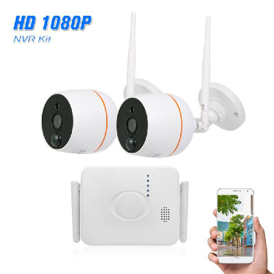 

2019NEW 4CH Wifi Mini NVR Kit Video Surveillance TF Card Record with 2PCS 1080P Wireless IP Camera Set Audio PIR Motion Detection