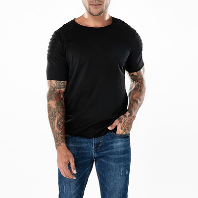 

2018 New Summer Mens Casual Shirt Pleated Short Sleeve Sports T-shirt