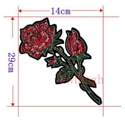

1 Pcs Big 3D Patches Sew-on Flower Patch Embroidery Sequin Motif Red Rose Applique Garment Women DIY Clothes Sticker Wedding