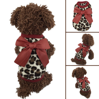 

New Pet Dog Puppy Cat Winter Leopard Clothes Cute T-Shirt Soft Warm Coat