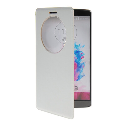 

MOONCASE View Window Leather Side Flip Pouch Stand Shell Back Case Cover for LG G3 White