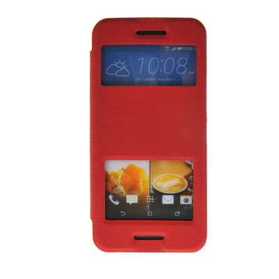 

MOONCASE View Window Leather Side Flip Pouch Stand Slim Shell Back ЧЕХОЛ ДЛЯ HTC One M9 Red