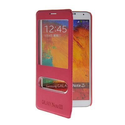 

MOONCASE View Window Leather Side Flip Pouch Stand Shell Back ЧЕХОЛ ДЛЯ Samsung Galaxy Note 3 N9000 Hot pink
