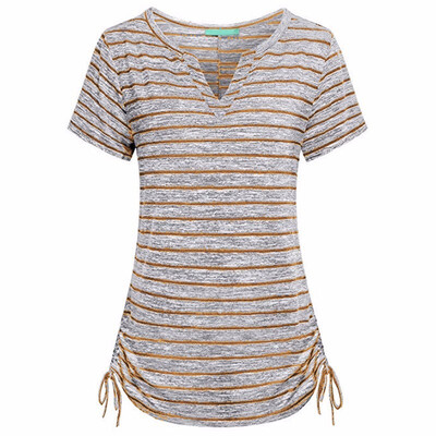 

Try Everything Fashion Short Sleeves Striped Shirts Women 2018 Cotton Blouse Women Summer V Neck Casual Ladies Elastic T-Shirt