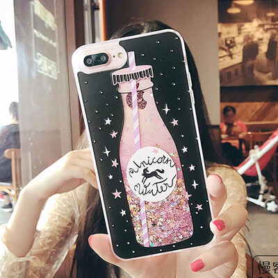 

Glitter Bottle Quicksand Dynamic Phone Case Bling Flowing Sequins Cases For iPhone 8 7 6 6s Plus X