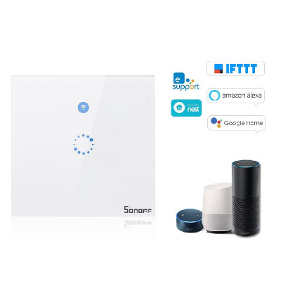 

eWeLink T1 EU ITEAD Smart WiFi Wall Light Touch Switch Wireless 2 Gang TouchWiFi433MHz RFAPP Remote Control Timing Function