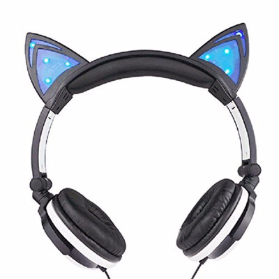 

Folding earphone Cute LED Light Cartoon Cat earphone For Gaming Cat Headphone For PC Computer Mobile Phone MP3 Mobile phone music