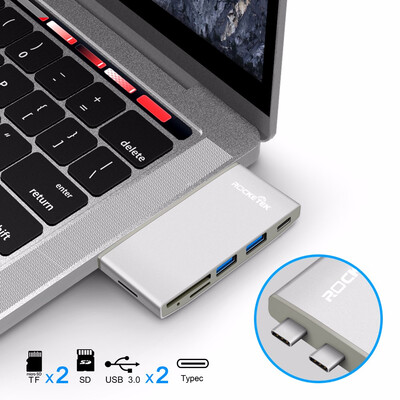 

Rocketek multi type c 30 USB hub port adapter Power Interface splitter SDTF Card Reader for MacBook pro pc laptop accessories