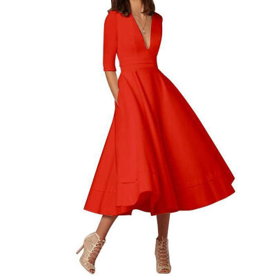 

Sexy White Dress Women Half Sleeve V-Neck Evening Party Robe 2018 Summer Dress Plus Size 3XL Elegant Red Black Vestido