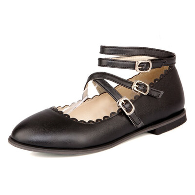 

women shoes Mary Jane pointed toe buckle strap flat casual shoes cosplay dancing party 4 colors