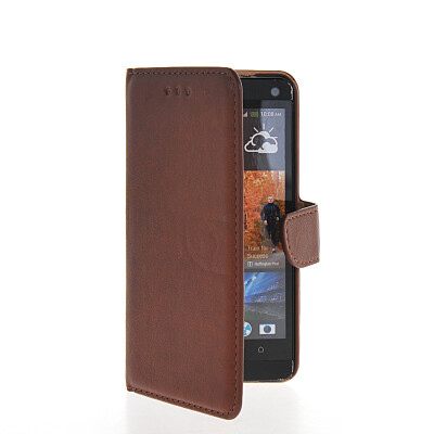 

MOONCASE Wallet Side Flip Leather Card Slot Pouch Stand Back Case Cover For HTC One M7 Brown