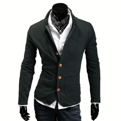 

Zogaa New Mens Suit Slim Color Matching Collar Stand Collar