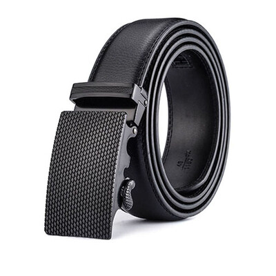 

XHtang Mens Belt Genuine Leather Automatic Buckle belt For Waistband Ratchet Strap Black Leather Belt Designer Belt For Jeans Gift
