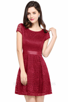 

2018 Cheap Homecoming Dress Pink Royal Blue Black A line Mini Short Cocktail Party Dress Above Knee short sleeve Lace Dresses