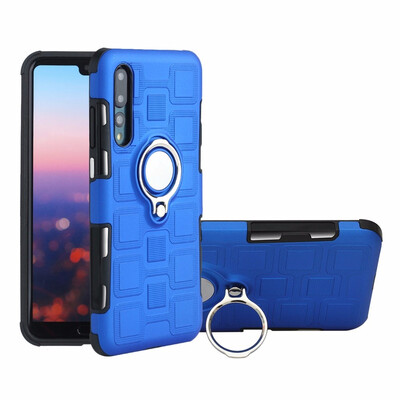 

SHS Phone Case For Huawei P20P20 ProP20 LiteNove 3E Luxury Armor Ring Bracket Silicon TPU Lattice texture Protection