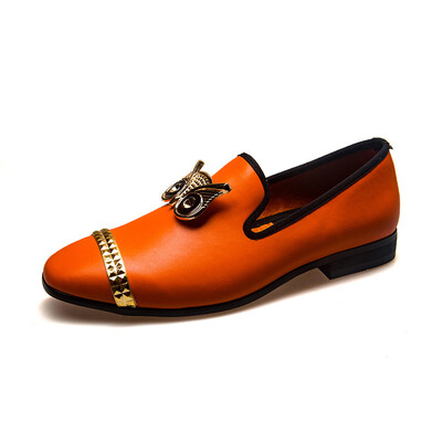 

MeiJiaNa 2018 New Metal Buckle Brand Fashion Shoes Mens Loafers Leather Moccasins Banquet Shoes