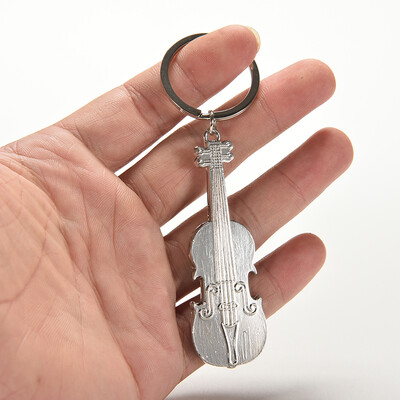 

Mini Creative Violin Charm Metal Keyring Keychain Key Ring Chain Silver Gift