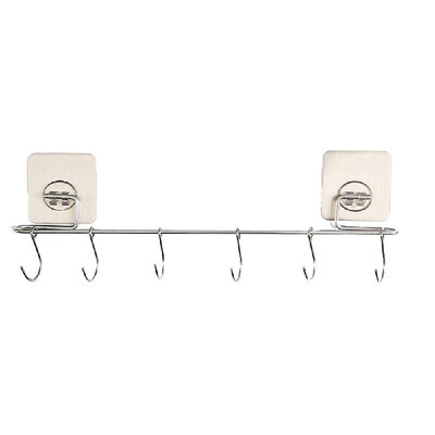 

1 Pack 6 Hooks Seamless Transparent Strong Adhesive Door Multifunction Wall Hook Reusable Heavy Duty Stickers for Hanging Kitchen