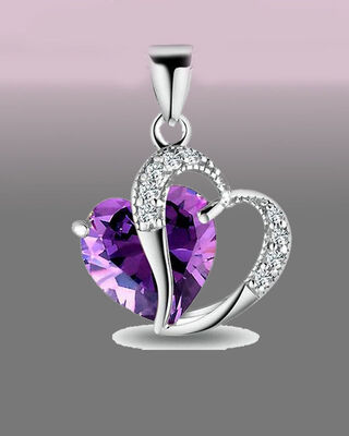 

925 стерлинг серебряный femme диамант вайолет Coeur колье pendentif штрас кристал