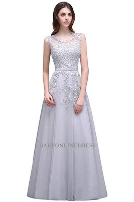 

2018 Lace Embroidery Long Prom Dresses Pink Sheer Back Pearls Formal Evening Party Dresses