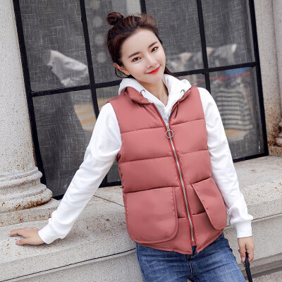 

Womens Short Down Cotton Vest Fashion Slim Tide Vest with Stand Collar 2018 Autumn&Winter New Arrival