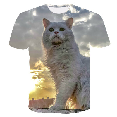 

Mens Casual 3D Cat Printed Short Sleeve T Shirt