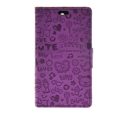 

MOONCASE Cute Little Witch Leather Side Flip Wallet Card Holder Stand Pouch Case Cover for Sony Xperia Z4 Compact (Mini) Purple