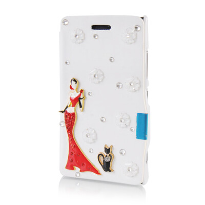 

MOONCASE Luxury Flower Crystal Leather Side Flip Wallet Pouch ЧЕХОЛ ДЛЯ Nokia Lumia 925