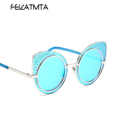 

FEIZATMTA Cat глаз солнцезащитные очки женщин Rhinestone сексуальные солнцезащитные очки Роскошные горячие продажи сплава Frame UV400 очки леди Oculos