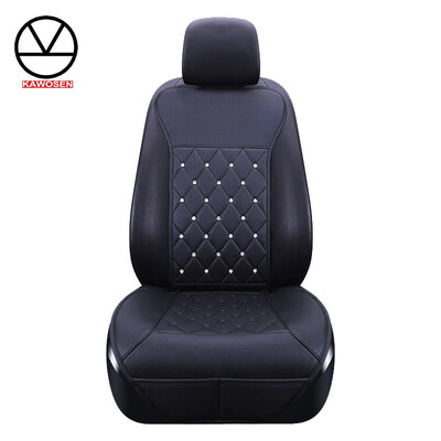 

KAWOSEN Luxury Car Seat Cover PU Leather Car Seat Cushion Crystal Metal Chrome Design Universal Fits All Cars Trucks&SUVs
